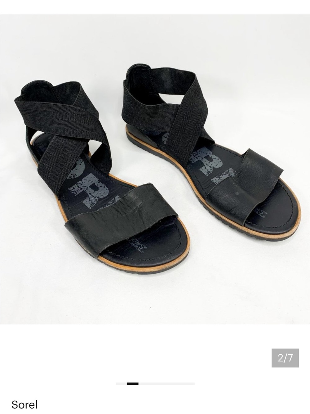 Sorel Black Elastic Crisscross Ankle Sandals